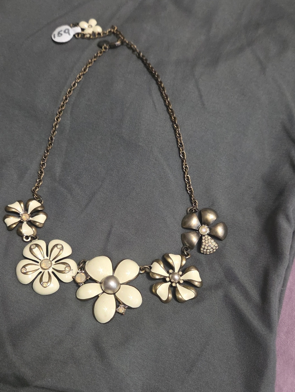 Touchstone Crystal Cream Floral Statement Necklace